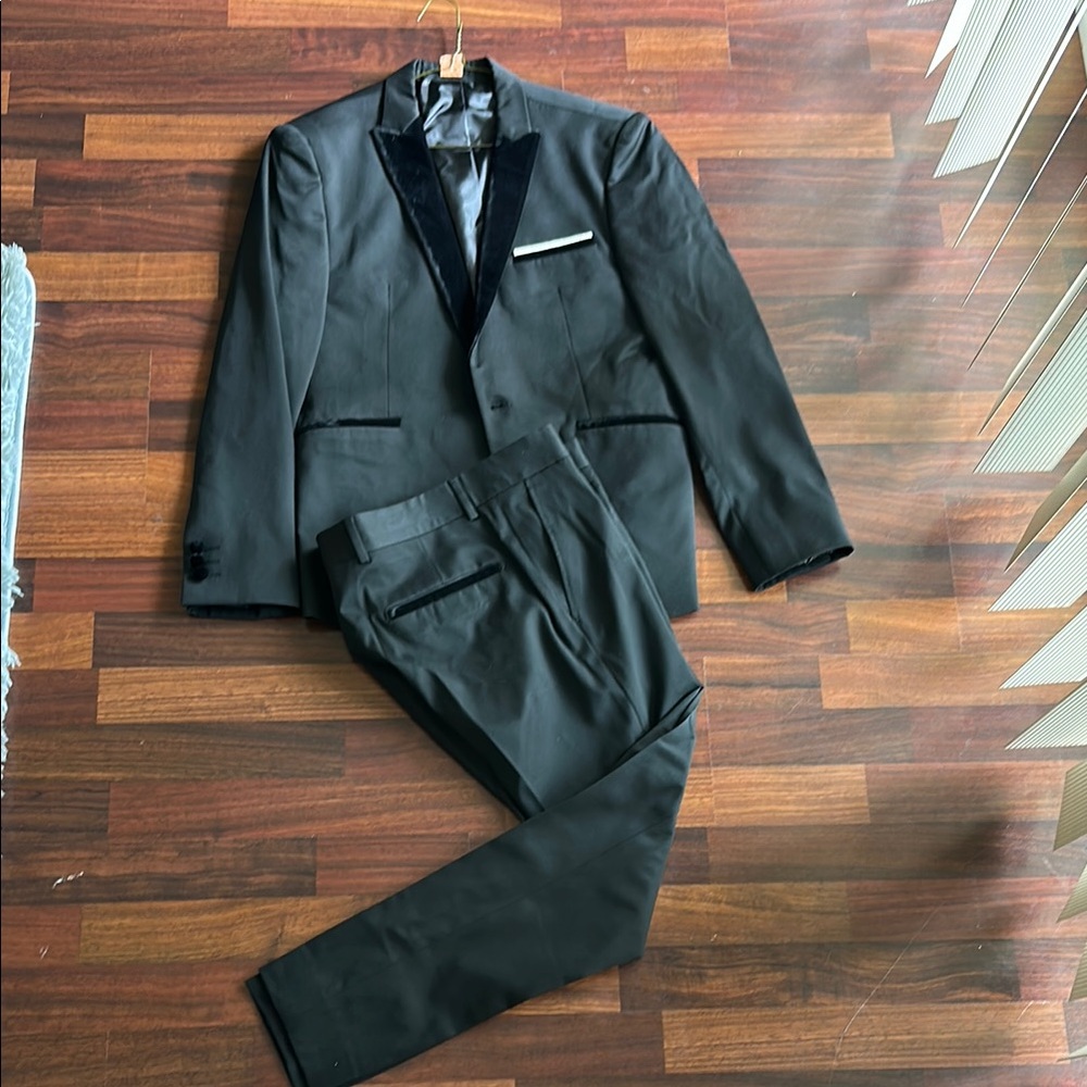 Men's Black Suit with Velvet Accents